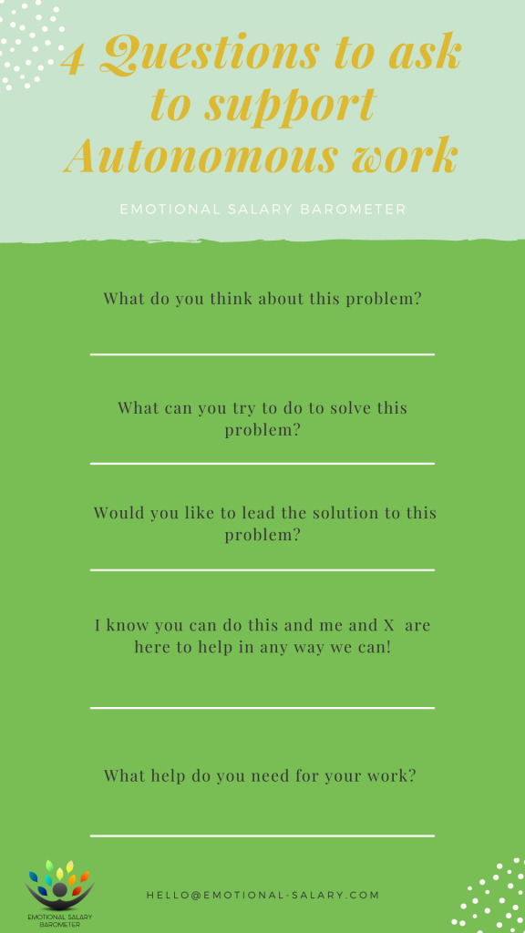 Infographic with 4 questions to ask to support autonomous work